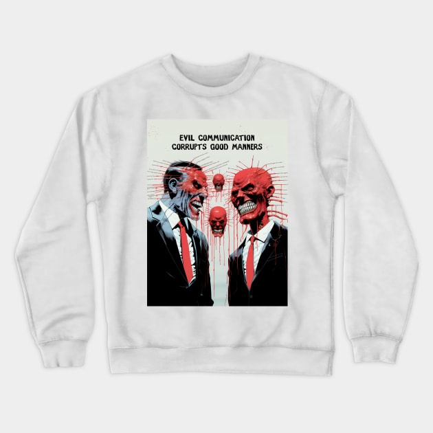 Corrupt Politics: Evil Communication Corrupts Good Manners Crewneck Sweatshirt by Puff Sumo